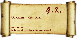 Gloger Károly névjegykártya